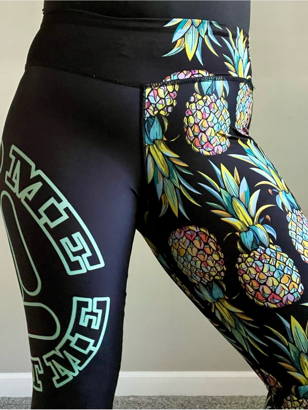 "FEED ME FIGHT ME"  Multi- Pattern Athletic Leggings Size M